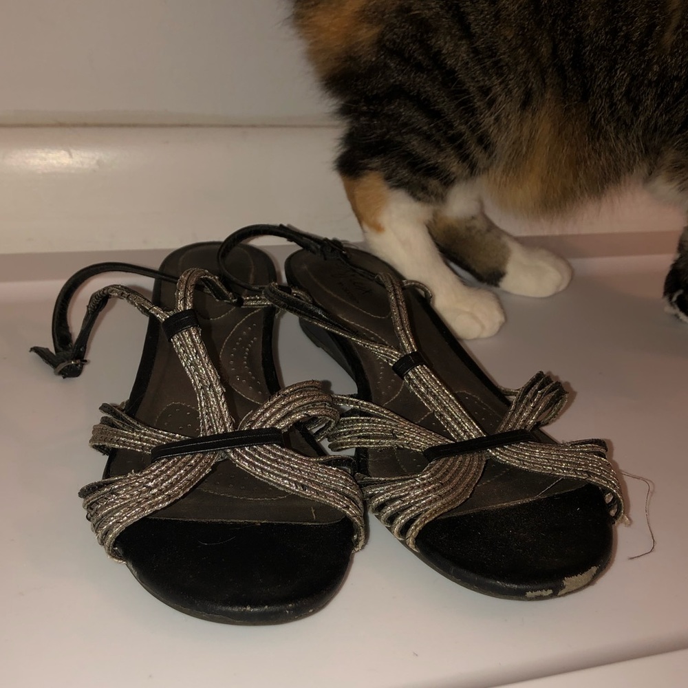 Silver braided sandals